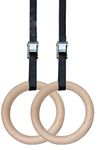 SHOPOFLUX Gymnastic Wooden Rings with Heavy Duty Adjustable Strap | Roman Rings Perfect for Calisthenics Competition and Conditioning Training