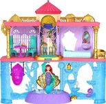 Disney Princess Toys, Ariel Stackable Castle Doll House with Small Doll, 1 Friend, 12 Pieces, 6 Play Areas and Pool, Inspired by The Disney Movie