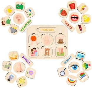 Uniwooder Five Senses Puzzles for Toddlers 2-4, 5 Senses Sorting Toys