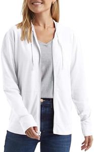 Hanes Women's Jersey Full Zip Hoodie, White, XX-Large