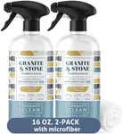 Therapy Granite Countertop Cleaner & Polish (2 Pack - With Microfiber) - pH Neutral Granite Cleaner for Marble, Soapstone, Quartz Cleaner, Stone Cleaner, Quartzite, Slate, Limestone, Corian, Laminate