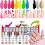 VERONNI Neon Paint Gel Nail Polish Set,12 Colors Painting Liner Gel Nail Polish Nail Art Gift Set, Spider Liner Gel Drawing Gel Nail Wire Pulling Gel Set DIY Nail Art Salon (white)