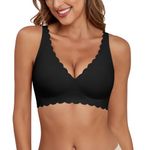 Xcutting Seamless Bra for Women W Shaped Jelly Strips 3D Cup Support with Padded Everyday Bra Black