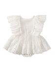 ZZLBUF Newborn Infant Baby Girl Clothes Lace Ruffle Tutu Romper Dress Bodysuit Jumpsuit Summer Outfits Set (A- White, 0-3 Months)