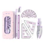 MHwan Maths Set, 7 Pcs Beautiful Purple Maths Sets for Secondary School, Metal Durable Shell, a High-Quality Geometry Sets for Secondary School Loved by Children, Suitable for Middle School Mathematic