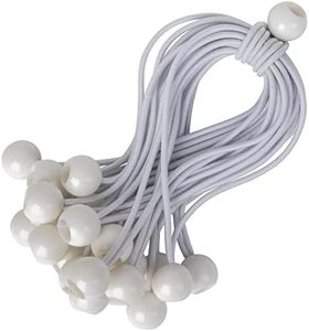 PRETEX Corde Elastiche con Sfere - Set 25pcs x 23cm Elastici con sfera universali - Elastici Portapacchi Pesanti Perfette per il Campeggio - Cinghie Elastiche per Teloni - Bianco