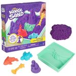 Kinetic Sand Sandbox Set Purple - with 454 g Original Magic Kinetic Sand from Sweden, 1 Box, 3 Moulds, 1 Shovel for Creative Indoor Sand Play, from 3 Years
