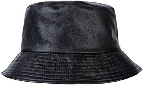 ZLYC Unisex Fashion Bucket Hat PU Leather Rain Hat Waterproof Fishmen Cap Black