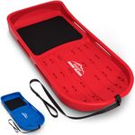 GoSports 2 Person Premium Snow Sled with Double Walled Construction, Pull Strap and Padded Seat - Choose Between Red and Blue