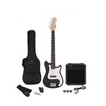 VISIONSTRING 3/4 Size Bass Guitar for Beginners + Bass Guitar Amp and Accessories Pack, Black