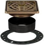 Schluter Kerdi-Drain Classic Shower Grate Kit with Integrated Slope Bonding Flange - Ideal for Tile Showers - 4" Grate Size, Square, Oil-Rubbed Bronze Grate Finish - KD4GRKEOB