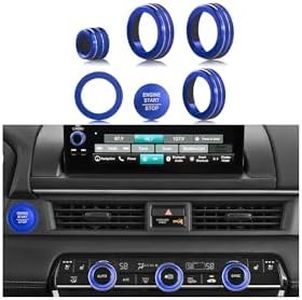 Suitable for Honda Pilot 2023 2024 2025 Air Conditioning Control Volume Knob Adjustment Knob Cover, Start Button Cover/Ring, Car Interior Trim 6 Pieces/Set (Blue)