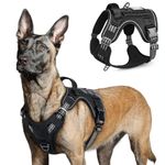 rabbitgoo Dog Harness No Pull, Military for Large Dogs with Handle & Molle, Easy Control Service Vest Training Walking, Adjustable Reflective Tactical Pet Harness, Black, L