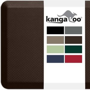 KANGAROO Thick Ergonomic Anti Fatigue Mats for Kitchen Floor, Cushioned Standing Office Desk Mat, Waterproof Scratch Resistant Topside, Supportive All Day Comfort Padded Foam Rugs, 20x32, Brown