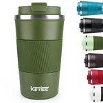 KETIEE Travel Coffee Mug 12oz: Vacuum Insulated Coffee Cup with Leakproof Lid, Coffee Tumbler, Reusable Coffee Cups, Double Wall Stainless Steel Coffee Mug to Go for Hot/Ice Coffee Tea (Army Green)