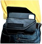 Nite Ize Leather Executive Holster Pouch, Rugged and Heavy Duty, Strong, Secure Fixed Belt Clip, Compatible with iPhone 11, iPhone Pro Max (2019) with Slim-Fit Case On Device