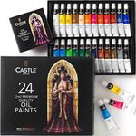 Castle Art Supplies 24 x 12ml Oil Paint Set | Great Value Set for Adult Artists, Beginners and Advanced | Vibrant Variety of Smooth-to-use Colours | in Impressive Presentation Box with Tutorial