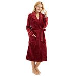 HEARTNICE Womens Fleece Robes, Soft Plush Long Bathrobe, Thick Kimono Robes for Womens, Warm House Coat, Wine, Small-Medium