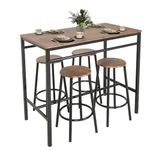 ARTETHYS Dining Table and Chairs Set 4, Breakfast Bar Table and Stools Set of 4, 5 Piece Dining Set, Modern Design for Home Kitchen Bistro Patio Garden, Brown