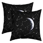 Constellation Throw Pillow Covers 18"x18" Set of 2 Soft Galaxy Starry Sky Pillow Cases Cushion Covers for Living Room Bedroom Moon Stars Decorative Throw Pillowcases for Sofa Couch Chair