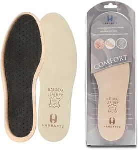 HANDARTE Leather Sockless Shoe Insoles | Thin Dress Shoe Inserts for Women | 100% Natural Goatskin - ChromeFree, Anti Sweat & Anti-Odor (US W8 | EU39)