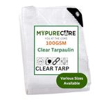 MYPURECORE Clear Waterproof Tarpaulin – Heavy Duty 100GSM Multi-Purpose Tarp – Ideal for Caravan, Garden, Car and Outdoor Protection – UV, Dust, Rain, Snow Resistant – Transparent Cover (3mx3m)