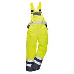 Stormway Men's Hi Vis Contrast Bib and Brace Waterproof Ulined Workwear Dungarees Overall Yellow/Navy Large