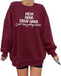 LUKYCILD Nana Sweatshirt Women Mom Nana Great Nana Shirt Grandma Long Sleeve Shirt Grandmom Gigi Mimi Sweatshirts, Red, Large