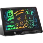 Kinayue LCD Writing Tablet for Kids, Rechargeable 13 Inch Doodle Board,Christmas Easter Basket Stuffers,Preschool Learning Toys Birthday Gift 3 4 5 6 7 Year Old Girls Boys (Black)