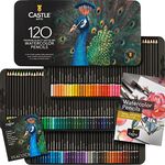 Castle Art Supplies 120 Watercolour Pencils Set | Quality Vibrant Pigments | Draw and Paint at Same Time | For Adult Artists and Professionals | Protected and Organised in Presentation Tin