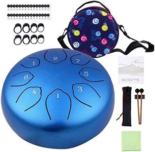 Musfunny Steel Tongue Drum, 6 Inches 8 Notes Percussion Instrument C Key Handpan Drum Kit with Bag, Music Book, Mallets, Wiping Cloth for Musical Education Yoga Meditation Entertainment Concert -Blue