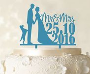 Printtoo Personalized Mr and Mrs Wedding Cake Topper Dog Silhouette Custom Cake Topper Color Option Available 6"-7" Inches Wide