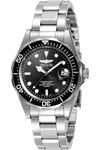 Invicta Stainless Steel Pro Diver Analog Black Dial Watch for Men - 8932, Silver Band