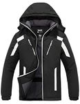 Skieer Men's Waterproof Ski Jacket Winter Snow Coat Windproof Snowboarding Jackets Warm Raincoat, Black, Medium