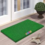 AMRO Door Mat for Home Entrance PVC Antiskid Heavy Solid Polyvinyl Chloride 10-12mm Thick Floor Mat for Outdoor/Offices/Restaurants/Weight 800+ GMS (Size 41 X 61cm) Color-Grass Green