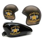 2 DECAL STICKERS STAR HARLEY DAVIDSON HELMET & CUSTOM MOTORCYCLE TANK (GOLD)