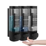 MEKOTRIN Soap Dispenser, 3x300ml Shampoo and Conditioner Dispenser, Shower Soap Dispenser for Bathroom, Kitchen, 5 Colors (Black)