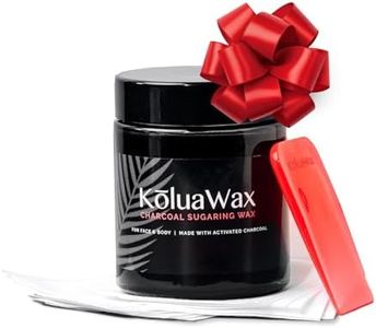 KoluaWax Vegan, Charcoal Sugar Wax Kit For Women & Men - Waxing for All Skin & Hair Types Underarm, Bikini, Brazilian, Face & Leg - 12oz w/ 20 Reusable Cloth Strips & Spatula for Easy Hair Removal