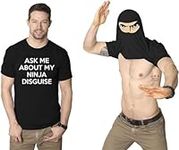 Mens Ask Me About My Ninja Disguise T Shirt Funny Flip Shirt Costume Graphic Humor Tees Tops Black