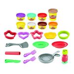 Play-Doh Kitchen Creations Flip 'n Pancakes Playset 14-Piece Breakfast Toy for Kids 3 Years and Up with 8 Non-Toxic Modelling Compound Colours