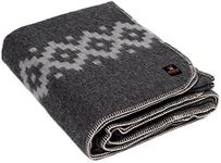 Thick Alpaca Wool Blanket Heavyweight Camping Outdoors Indoors Soft Peru King Size Ethnic Design (Dark Gray - Soft Gray Design, King Size)