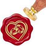 CRASPIRE Heart Wax Seal Stamp 25mm Ring Sealing Wax Stamps Retro Rosewood Handle Removable Brass Head for Wedding Invitations Envelopes Halloween Christmas Thanksgiving Gift Packing