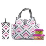 Fit & Fresh Lunch Bag for Women, Insulated Womens Lunch Bag for Work, Leakproof & Stain-Resistant Large Lunch Box for Women with Containers and Matching Tumbler, Snap Closure Westport Bag Magenta