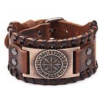 TURTLEDOVE Viking Bracelet Norse Vegvisir - Nordic Bracelet with Runic Compass - Celtic Pagan Jewelry, Faux Leather, no gemstone