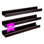 Kiera Grace Floating Shelves for Wall, Engineered Wood Picture Frame Wall Shelves, Easy to Assemble Display Shelves, Ideal for Home Decor, Pack of 3, 23" L x 4" W x 2" H, Espresso