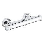 PURAGEIR Thermostatic Shower Mixer, Thermostatic Mixer Shower Bar,Dual Outlet Shower Bar with Outlet TOP 3/4" BSP (26.4mm) Bottom 1/2" BSP (21mm), Chrome, Solid Brass, Wall Mounted