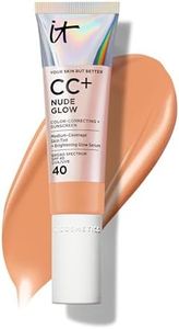 IT Cosmetics CC+ Nude Glow (Tan Cool) - Medium Coverage Foundation with SPF 40 & Brightening Glow Serum, Lightweight Skin Tint, 2% Niacinamide + Hyaluronic Acid, Up to 24H Hydration - 1.08 fl oz