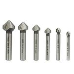 NORTOOLS Countersinks Bit Set 6PCS HSS 3 Fluted 90 Degree DIN335C Chamfering Countersinking Bits for Stainless Steel Cast Iron Aluminium Copper 6.3-20.5 mm