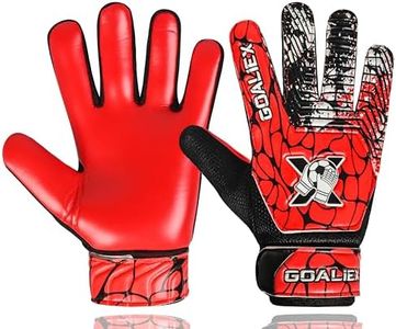 GOALIEX Soccer Goalie Gloves, Football Goalkeeper Gloves for Kids Boys Youth Children Double Wrist Along 4mm Super Grip Palm (Red/Black, Size 4 Suitable for 6-9 Years)