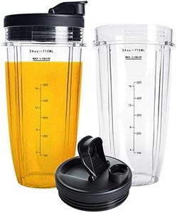 Nutri Ninja 24OZ Replacement Parts,QT 2Packs Nutri Ninja Replacement Cups with Sip & Seal Lids,710ML(24oz) Measuring Scale Cup Mug, FIT for Nutri Ninja Auto IQ Series Blenders